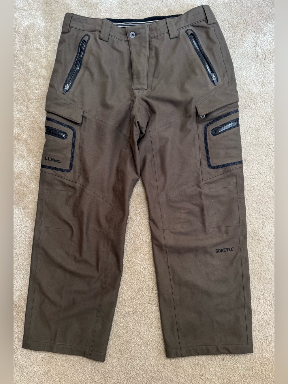 L.L. Bean Men’s Sz 36x29 Dark Brown/Olive GORE-TEX Cargo Pants